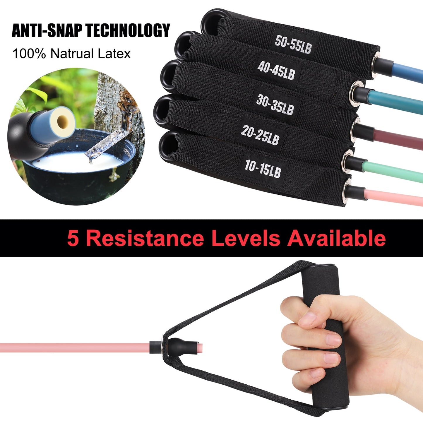  Resistance Band | Home Gym Exercise Band with Handles and Door Anchor 